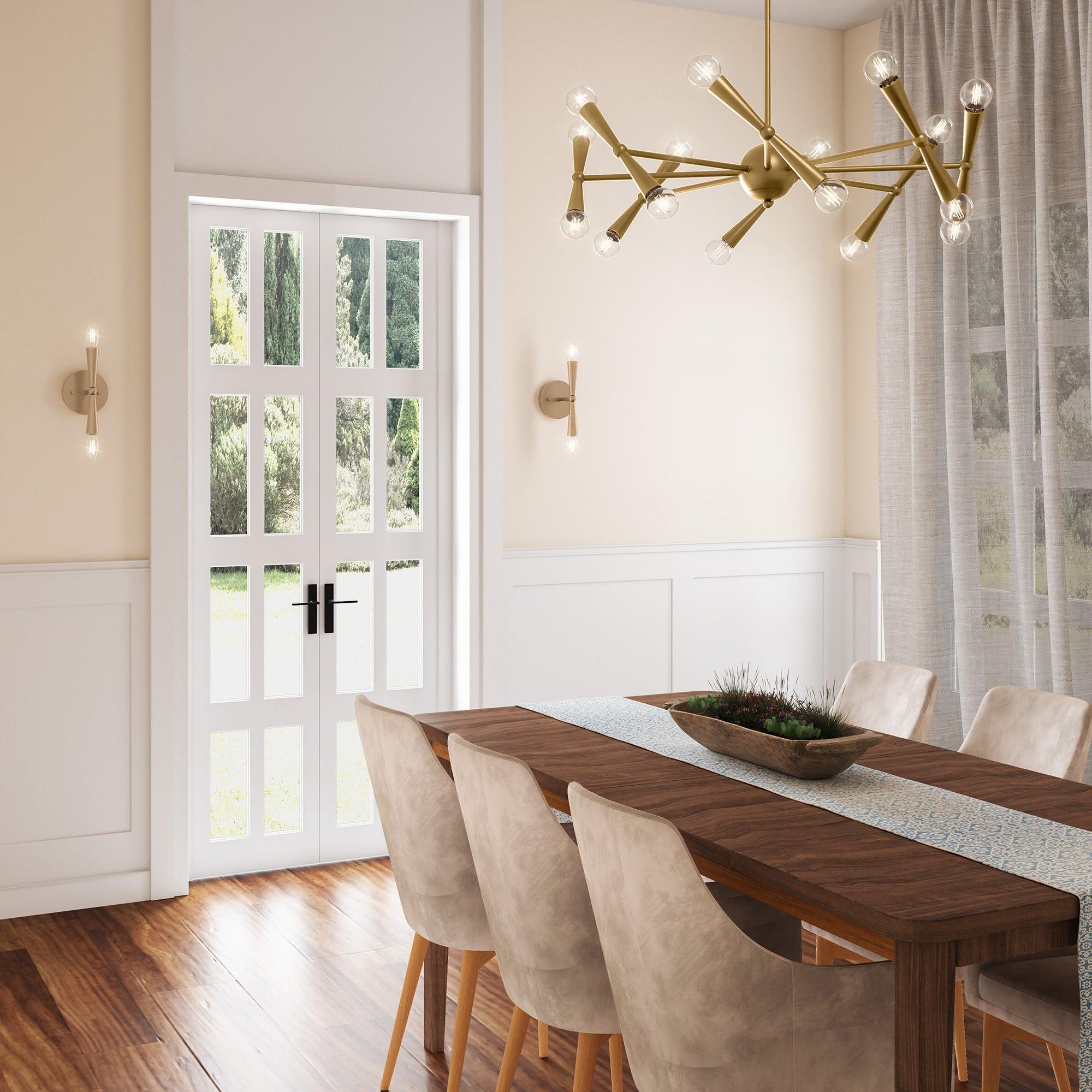 Mizu Mid Century Modern Gold 2 Light Wall Sconce