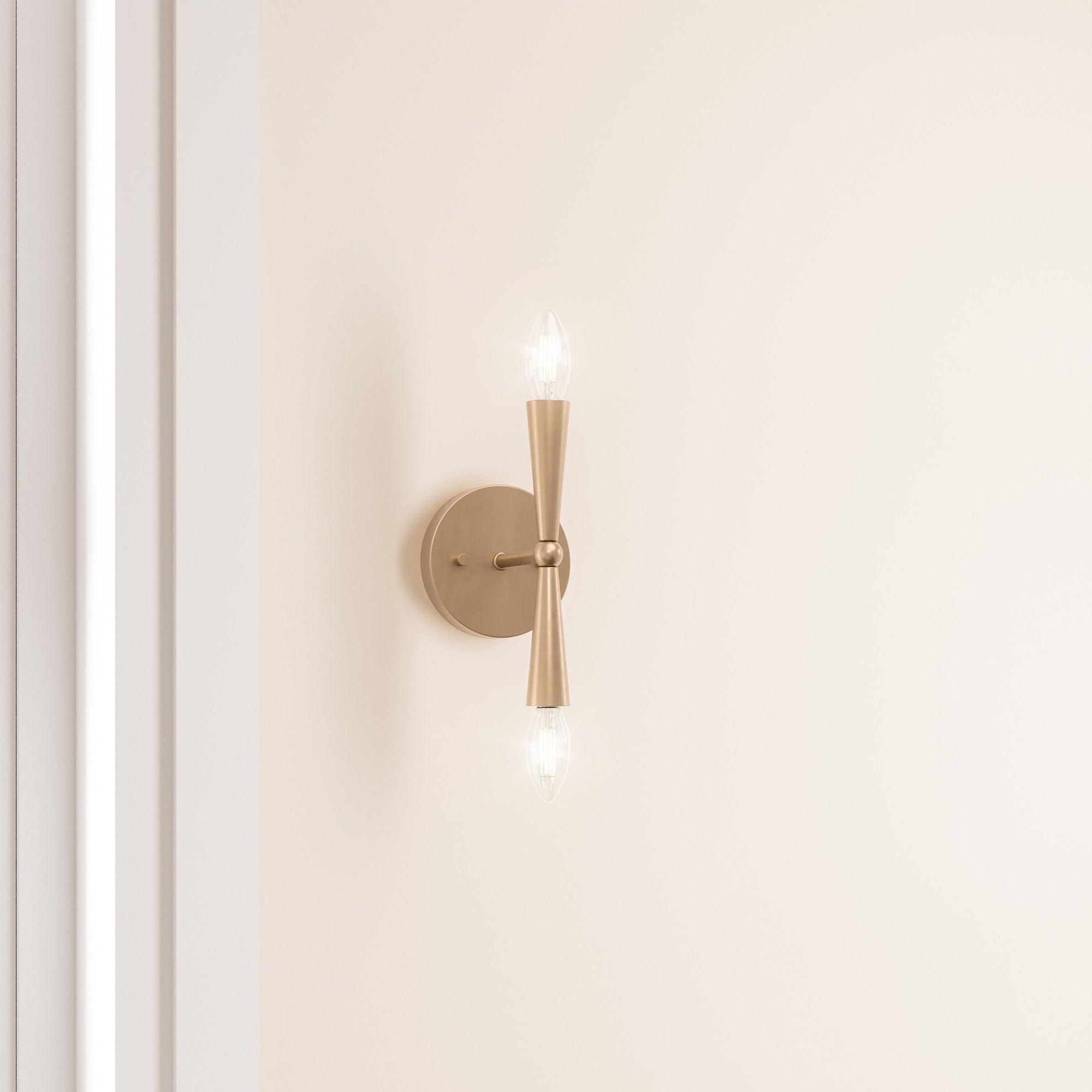 Mizu Mid Century Modern Gold 2 Light Wall Sconce
