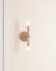 Mizu Mid Century Modern Gold 2 Light Wall Sconce