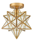 12-In Modern Brass Moravian Star Ceiling Light with Clear Glass