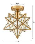 12-In Modern Brass Moravian Star Ceiling Light with Clear Glass