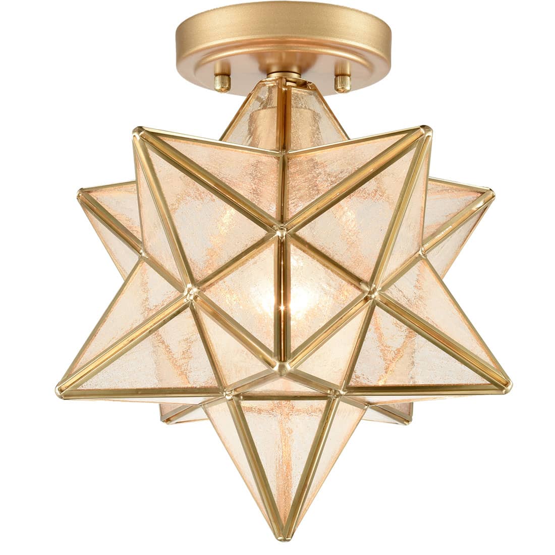 12-In Modern Brass Moravian Star Ceiling Light with Clear Glass