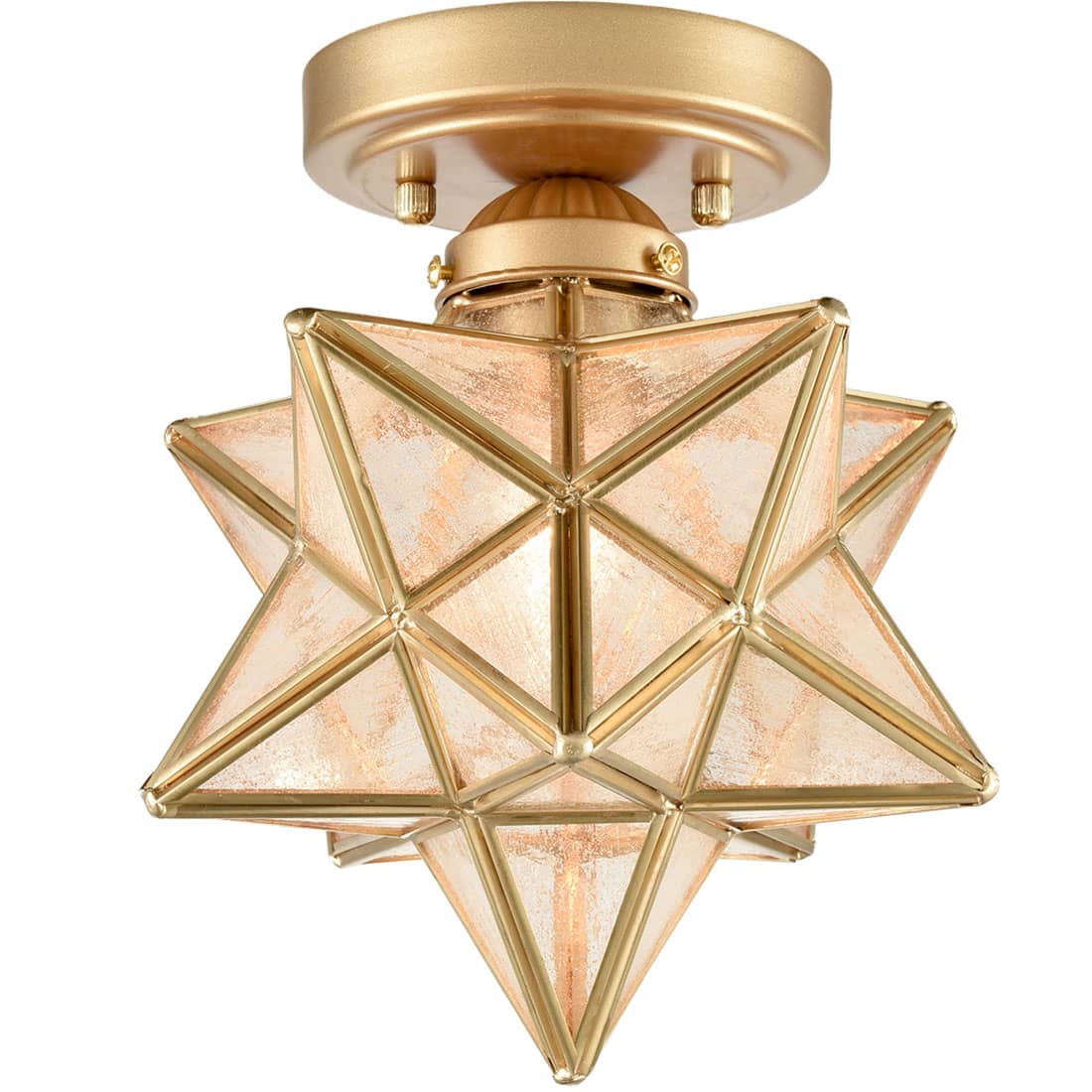 12-In Modern Brass Moravian Star Ceiling Light with Clear Glass