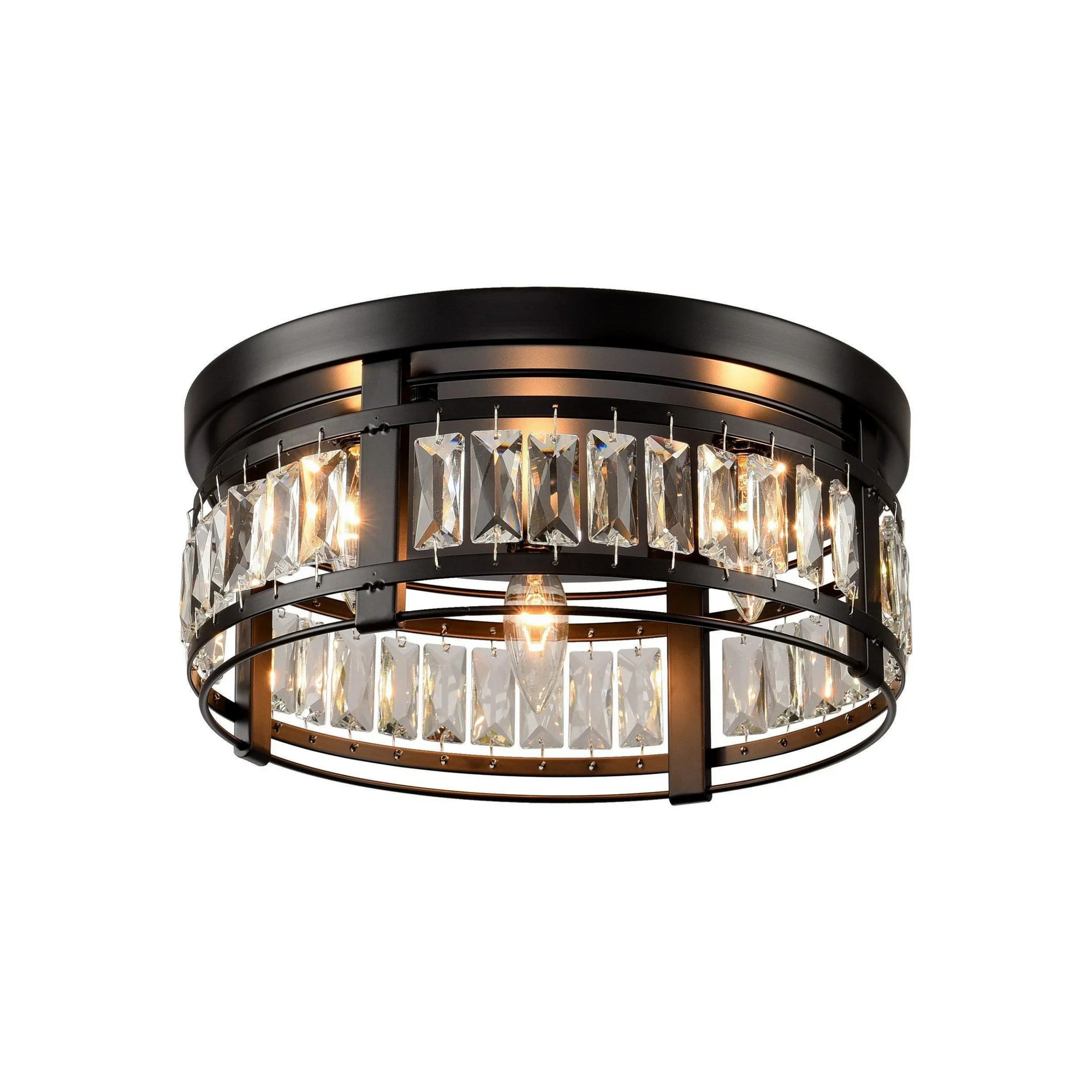 Modern Crystal 3 Light Flush Mount Ceiling Light
