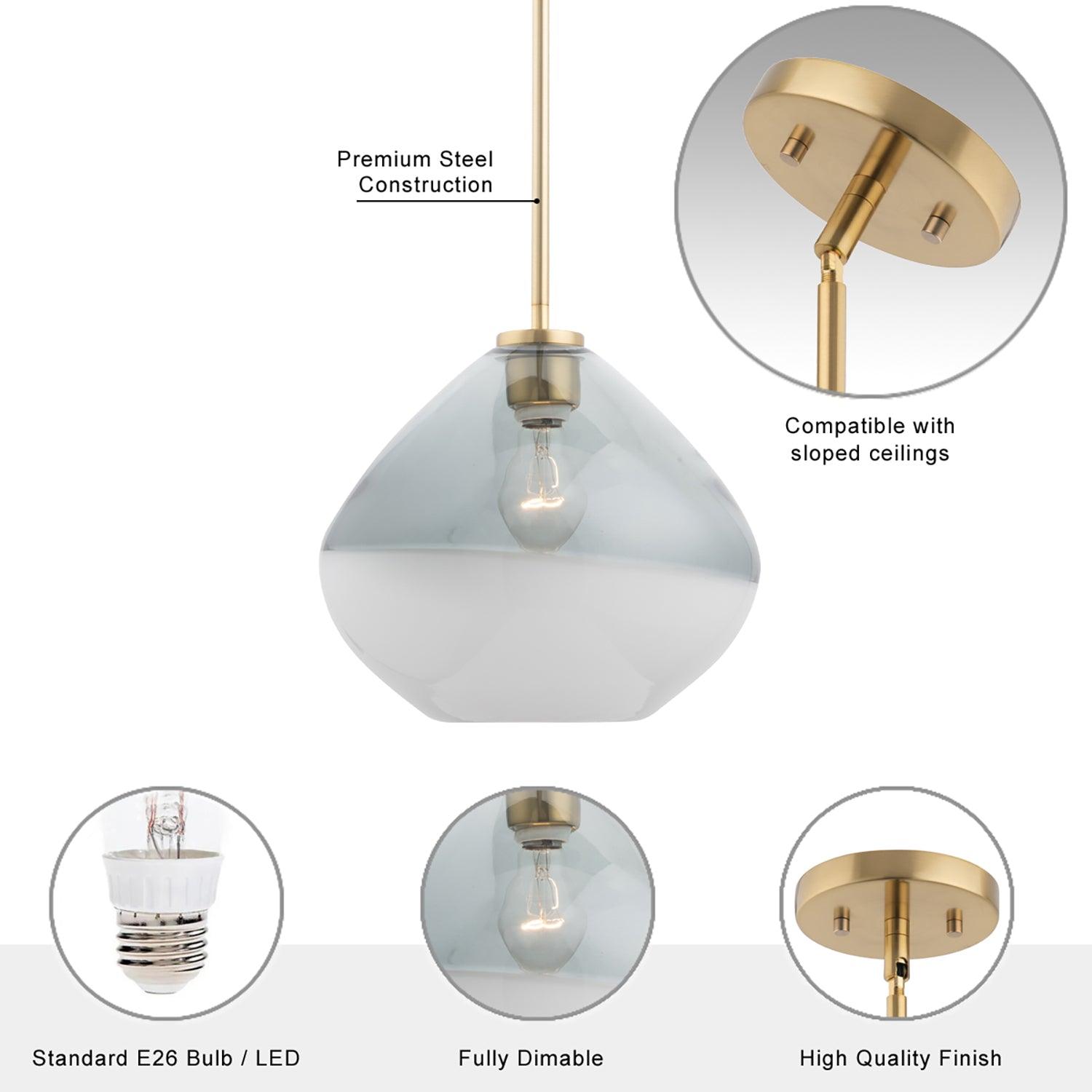 Pheobe Modern Handblown Glass 1-Light Pendant Light