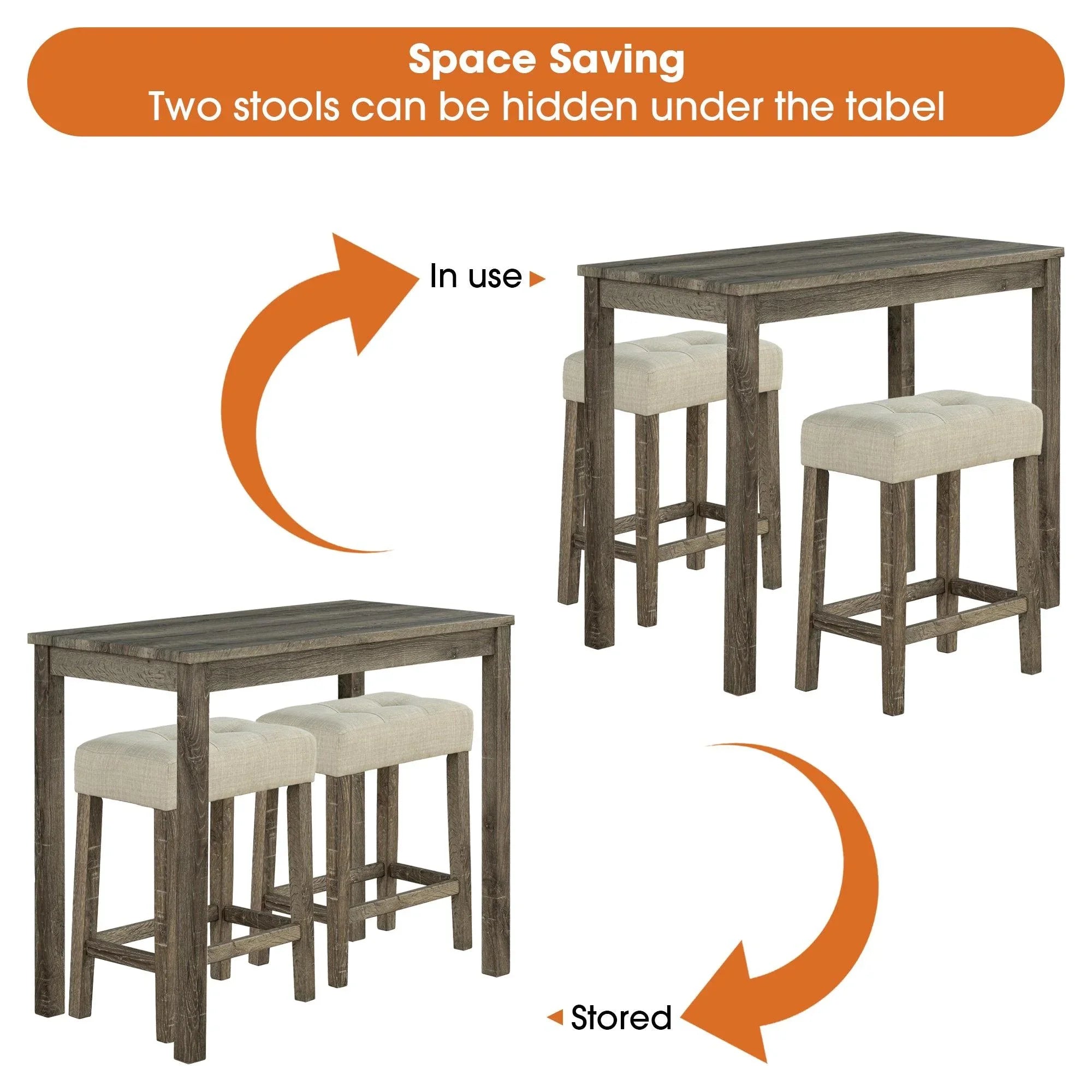 Traditional 3-Piece Breakfast Dining Set for Small Spaces