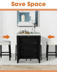 36" Contemporary Dining Table Set with High Gloss Finish and USB Charging