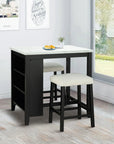 36" Contemporary Dining Table Set with High Gloss Finish and USB Charging