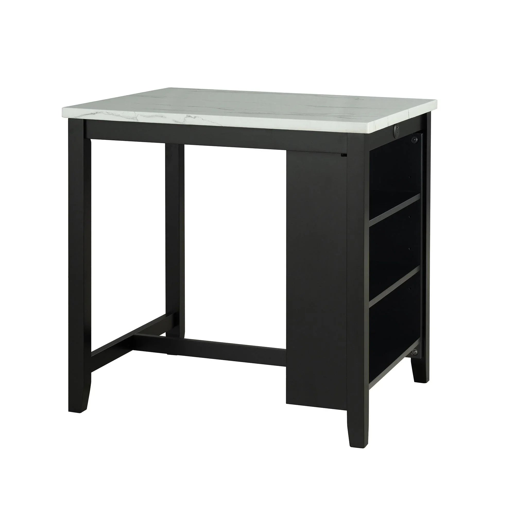 36" Contemporary Dining Table Set with High Gloss Finish and USB Charging
