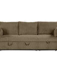 Brown Faux Fur Oversized Convertible Sleeper Sectional Sofa with Pull-Out Chair and USB Ports