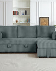 Oversized Faux Fur Sleeper Sectional with Pull-Out Chair and USB Charging