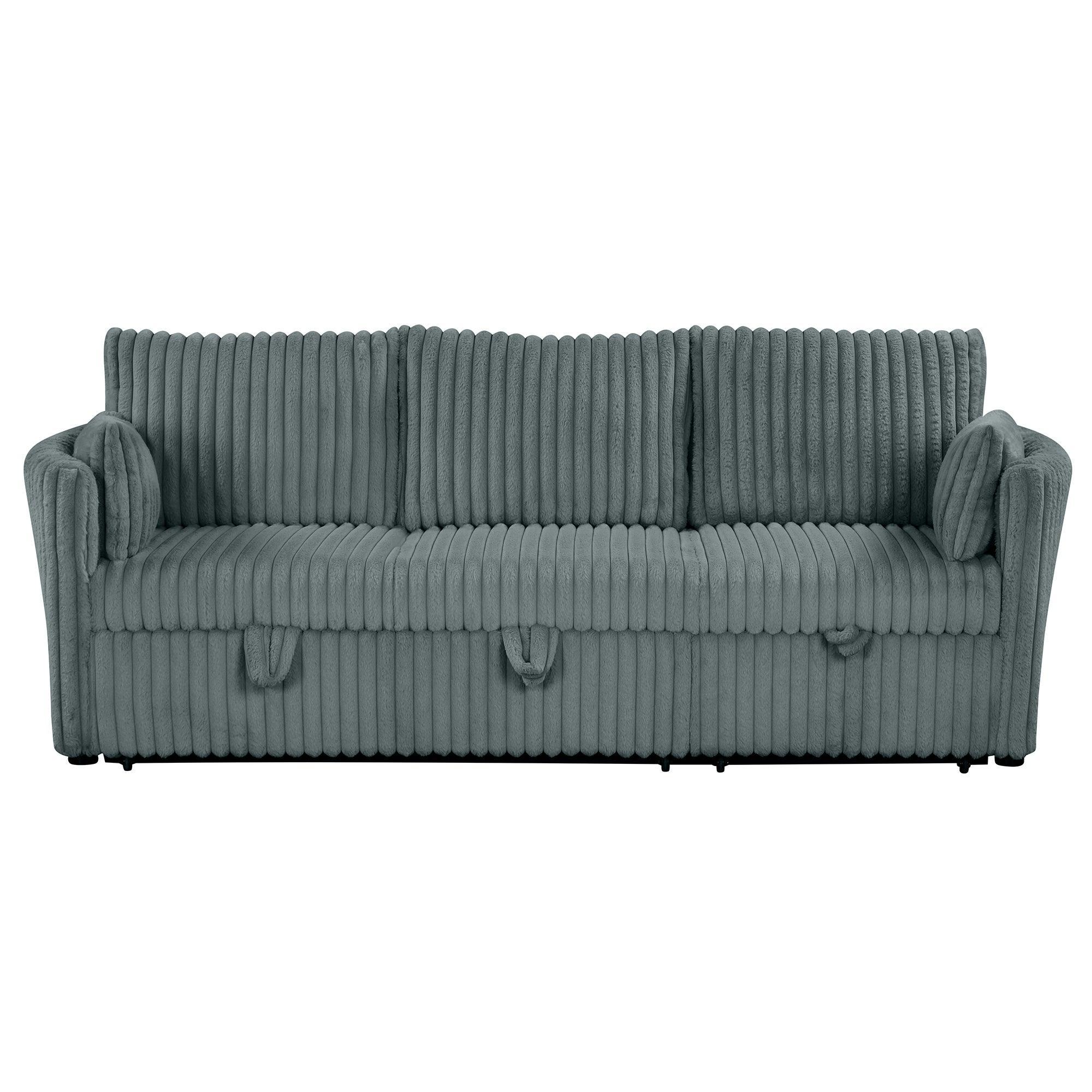 Oversized Faux Fur Sleeper Sectional with Pull-Out Chair and USB Charging