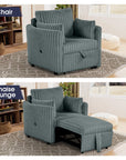 Oversized Faux Fur Sleeper Sectional with Pull-Out Chair and USB Charging