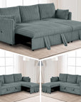 Oversized Faux Fur Sleeper Sectional with Pull-Out Chair and USB Charging