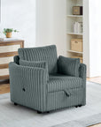 Oversized Faux Fur Sleeper Sectional with Pull-Out Chair and USB Charging