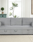 Oversized Faux Fur Sleeper Sectional with Pull-Out Chair and USB Charging