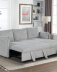 Oversized Faux Fur Sleeper Sectional with Pull-Out Chair and USB Charging