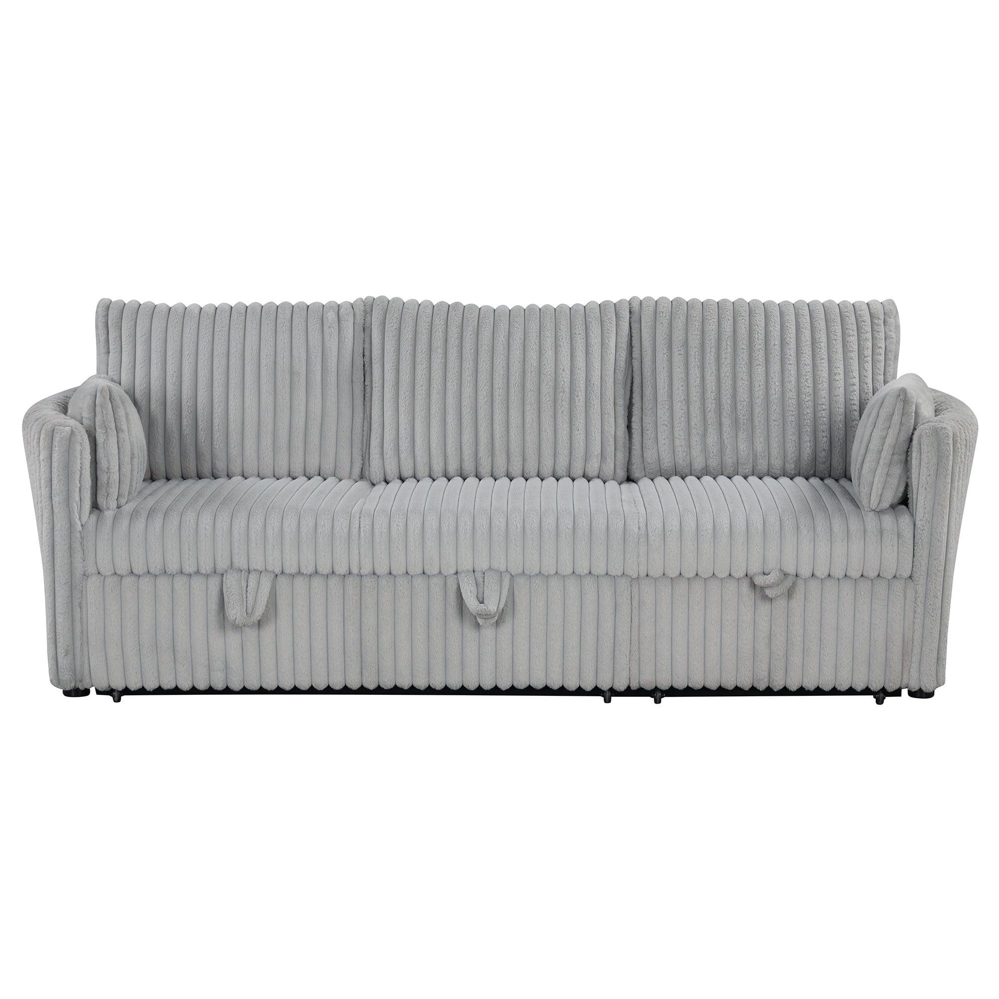 Oversized Faux Fur Sleeper Sectional with Pull-Out Chair and USB Charging