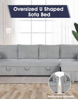 Oversized Faux Fur Sleeper Sectional with Pull-Out Chair and USB Charging