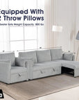 Oversized Faux Fur Sleeper Sectional with Pull-Out Chair and USB Charging