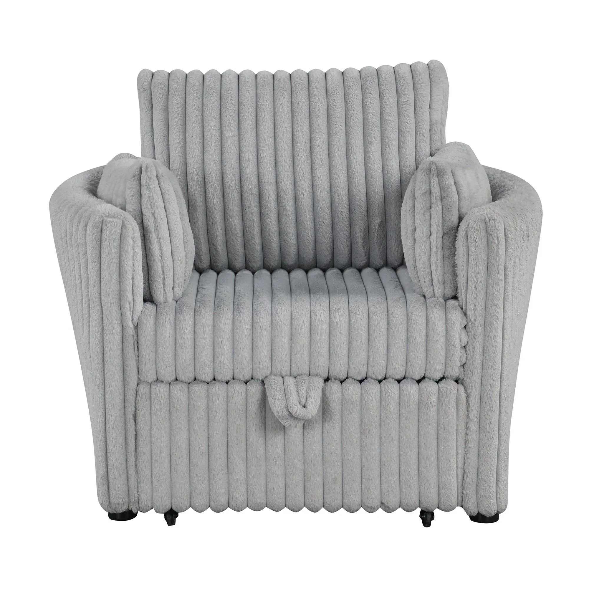 Oversized Faux Fur Sleeper Sectional with Pull-Out Chair and USB Charging
