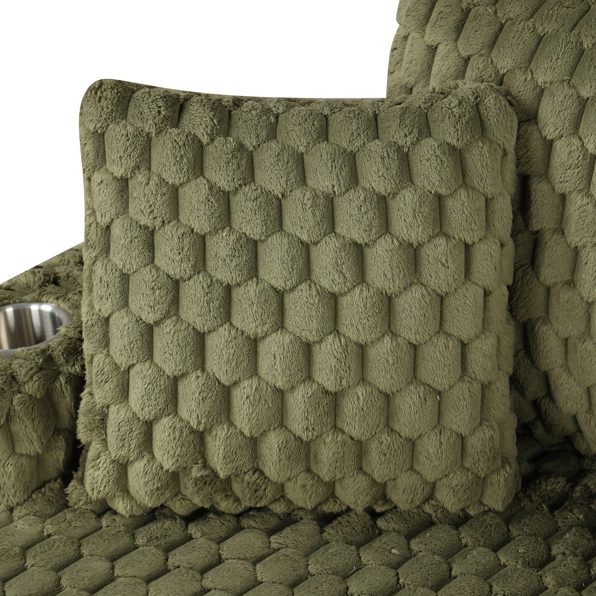 54" Upholstered Chaise Lounge Chair with Built-In Cup Holders