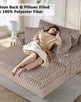 54" Upholstered Chaise Lounge Chair with Built-In Cup Holders