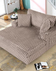 54" Upholstered Chaise Lounge Chair with Built-In Cup Holders