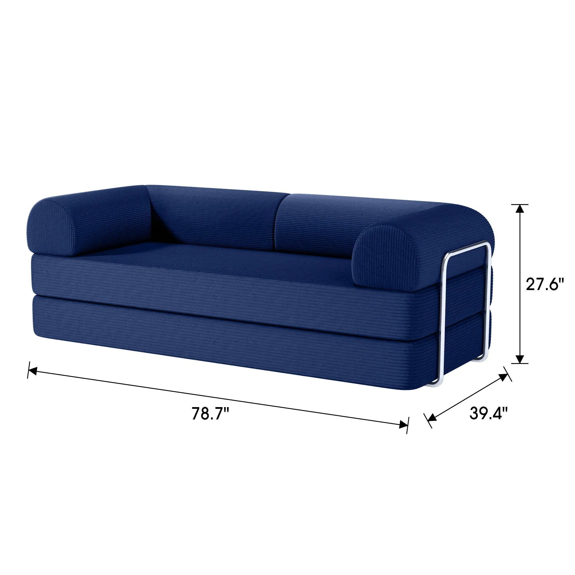 79" Modern Corduroy Sofa Bed with Supportive Lumbar Pillow
