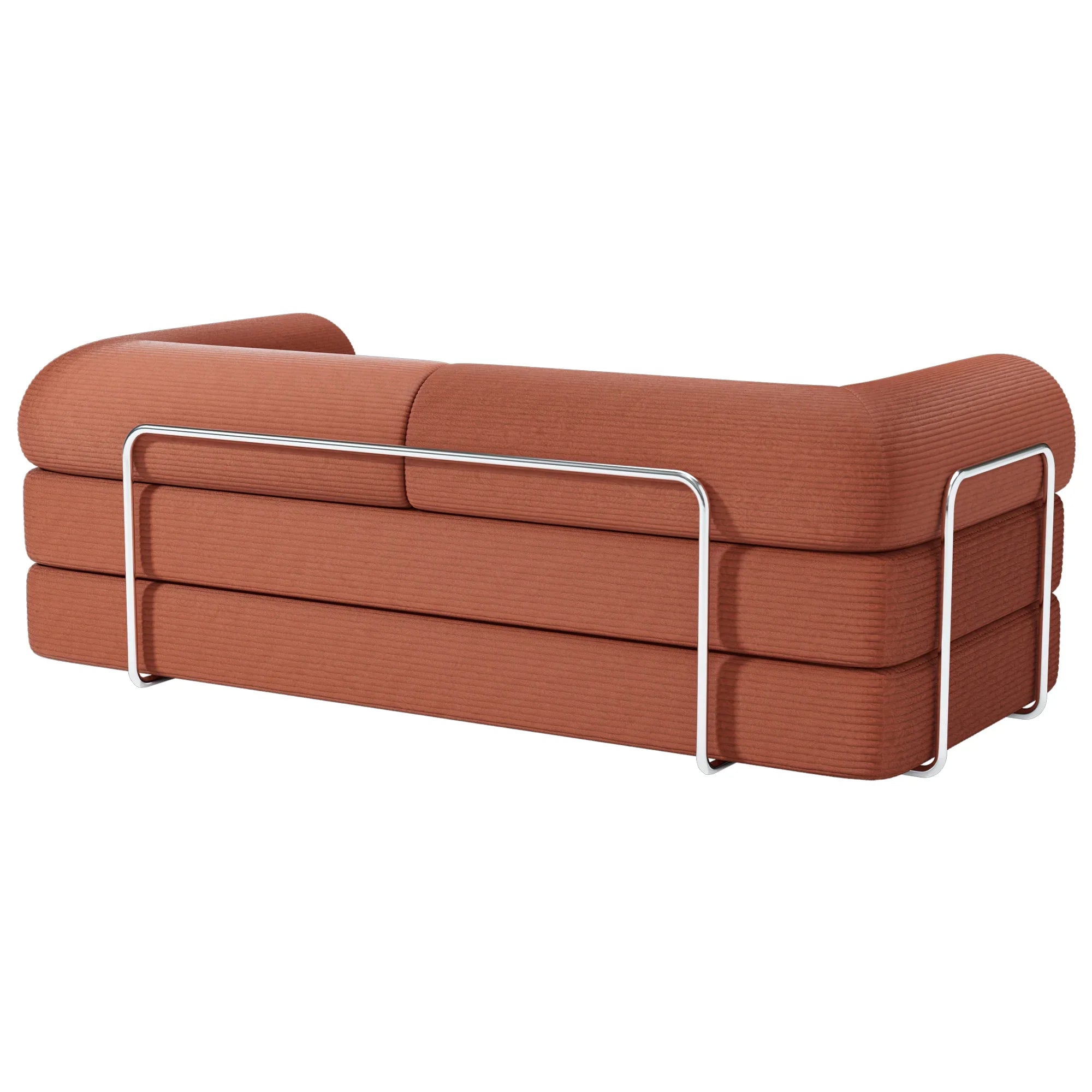 79" Modern Corduroy Sofa Bed with Supportive Lumbar Pillow