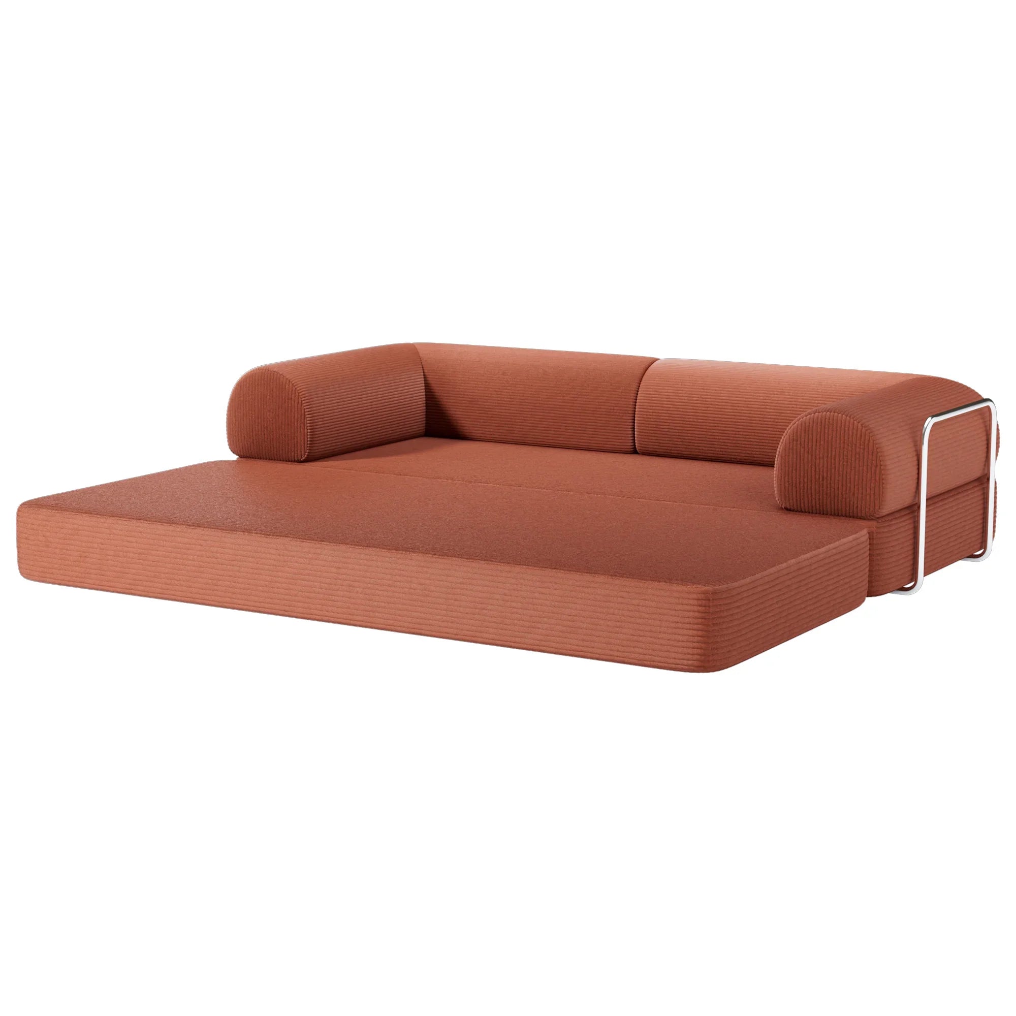 79" Modern Corduroy Sofa Bed with Supportive Lumbar Pillow