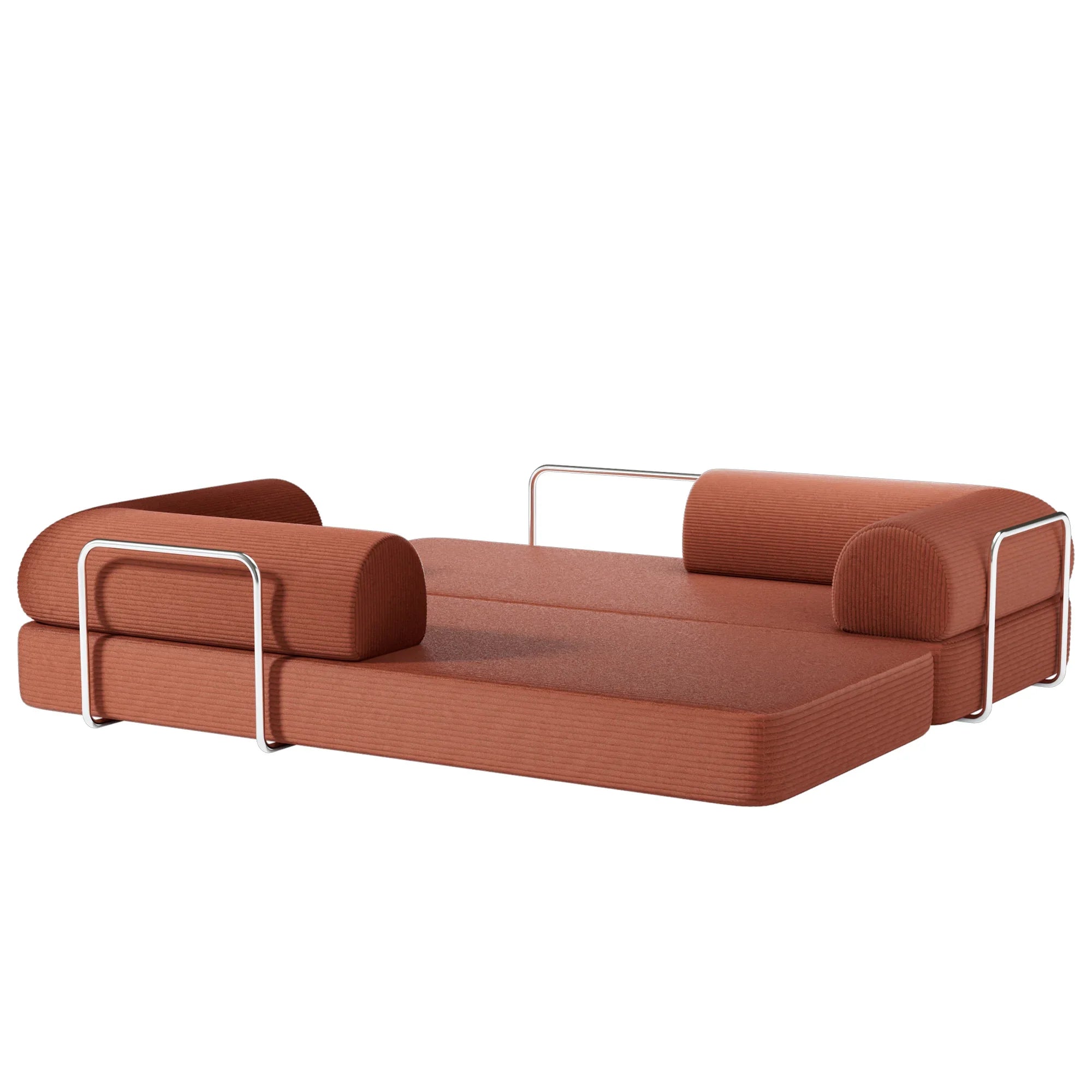 79" Modern Corduroy Sofa Bed with Supportive Lumbar Pillow