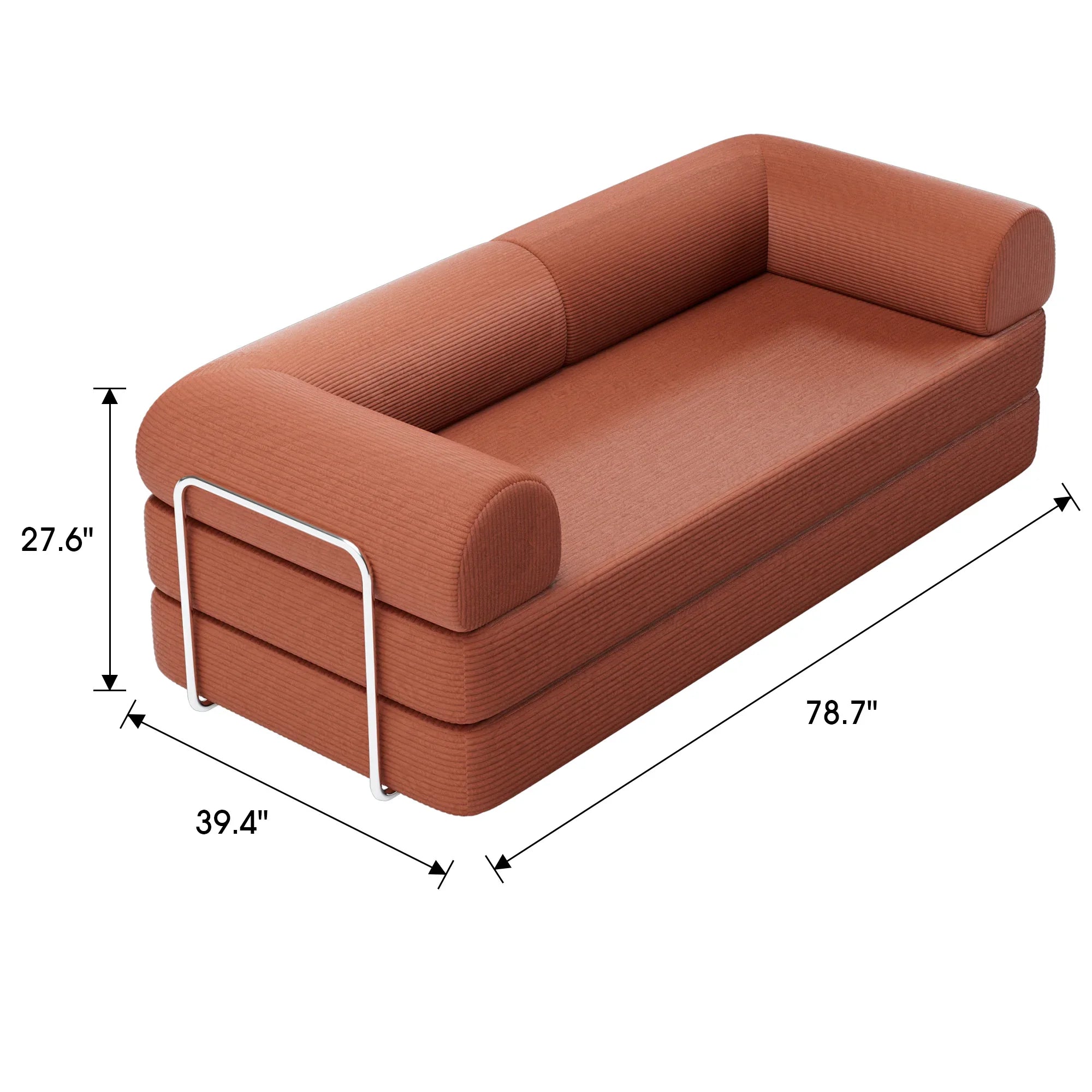 79" Modern Corduroy Sofa Bed with Supportive Lumbar Pillow