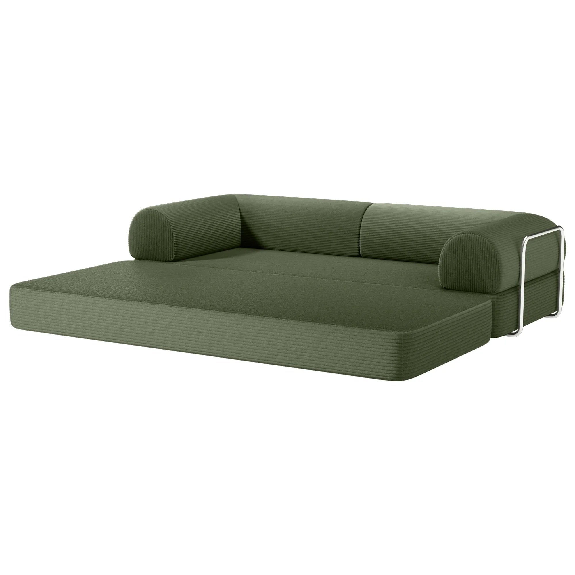 79" Modern Corduroy Sofa Bed with Supportive Lumbar Pillow