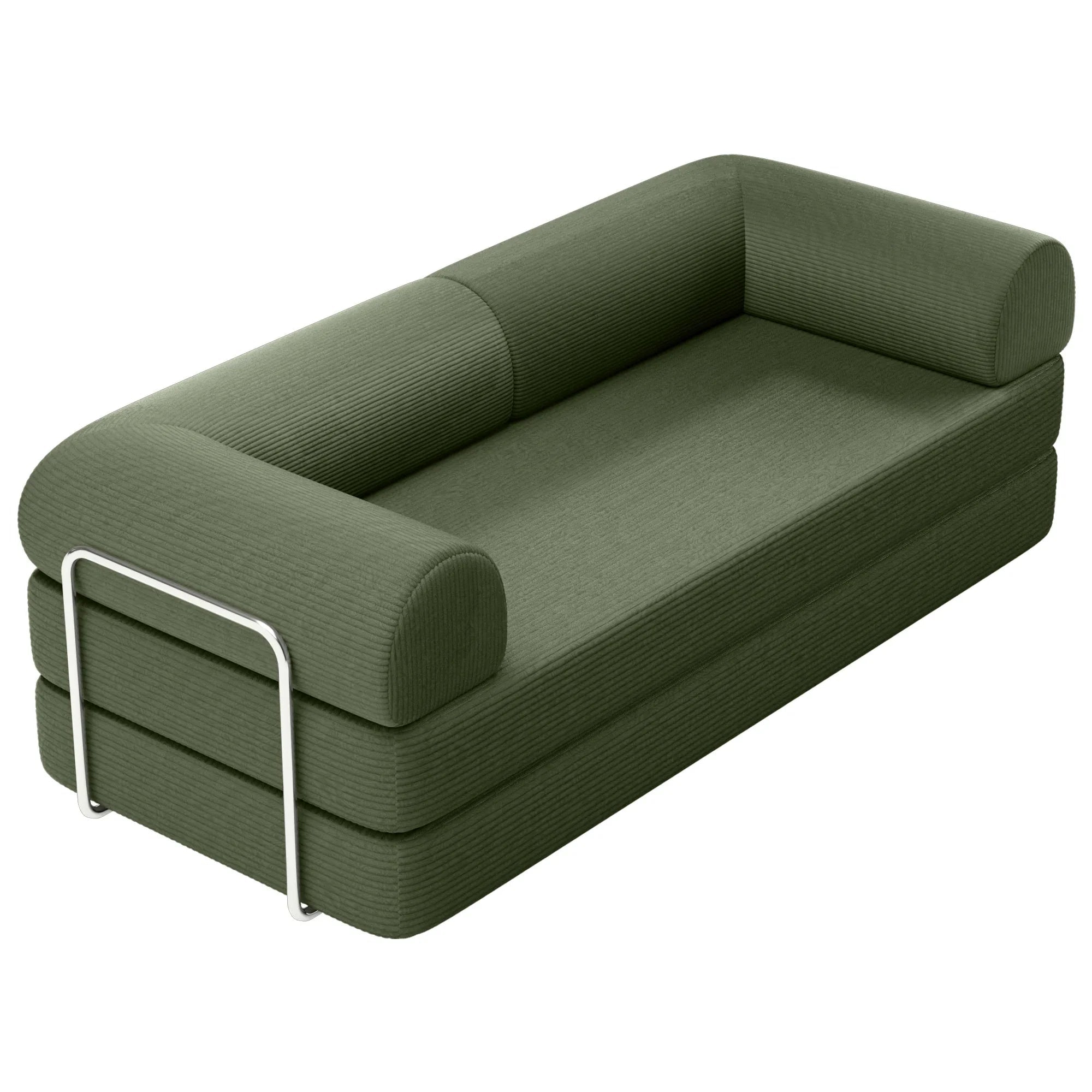 79" Modern Corduroy Sofa Bed with Supportive Lumbar Pillow