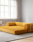 79" Modern Corduroy Sofa Bed with Supportive Lumbar Pillow