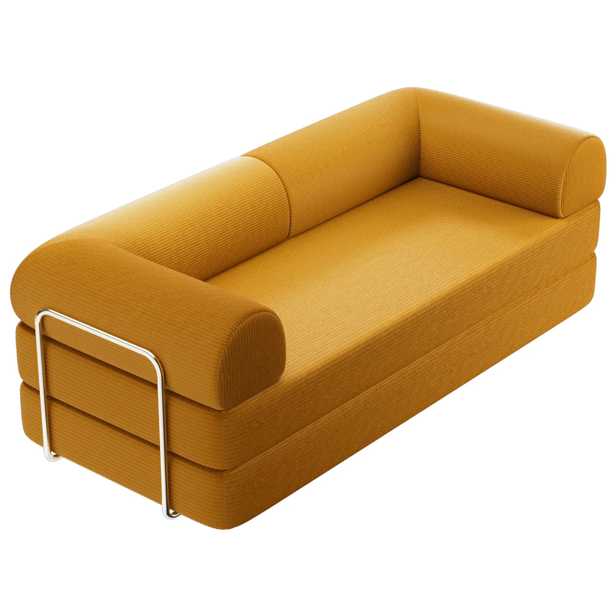 79" Modern Corduroy Sofa Bed with Supportive Lumbar Pillow