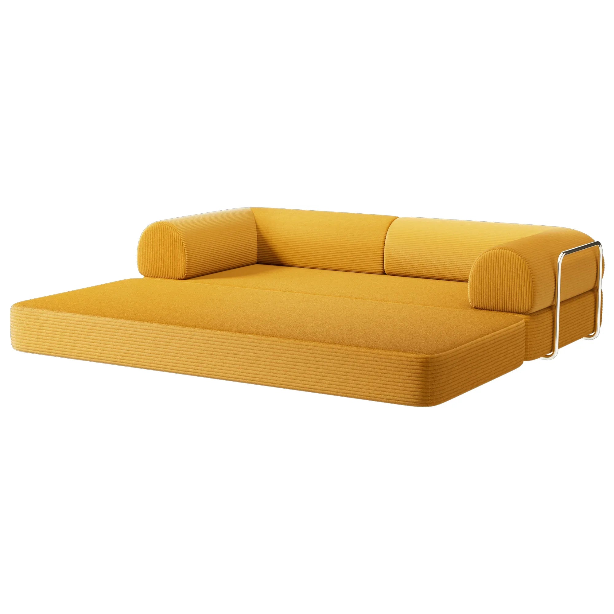 79" Modern Corduroy Sofa Bed with Supportive Lumbar Pillow