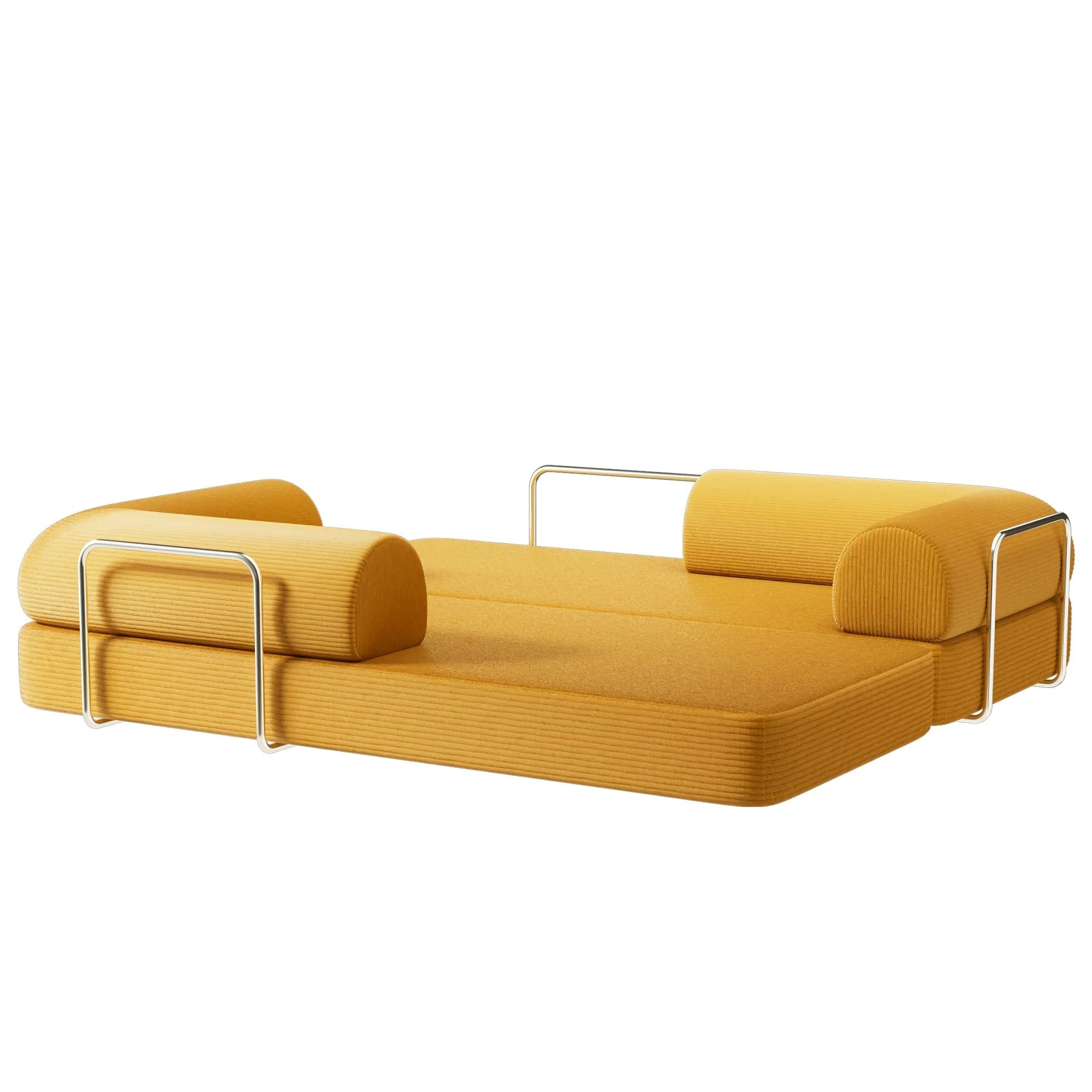 79" Modern Corduroy Sofa Bed with Supportive Lumbar Pillow