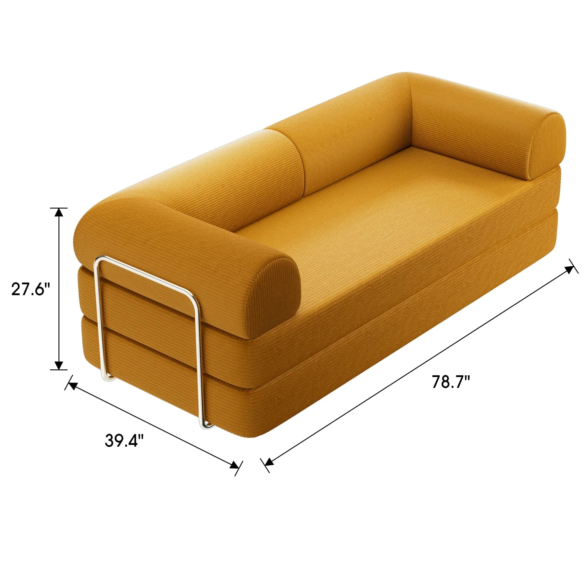 79" Modern Corduroy Sofa Bed with Supportive Lumbar Pillow
