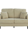 Beige Sofa and Loveseat Set with Storage Ottoman and USB Charging
