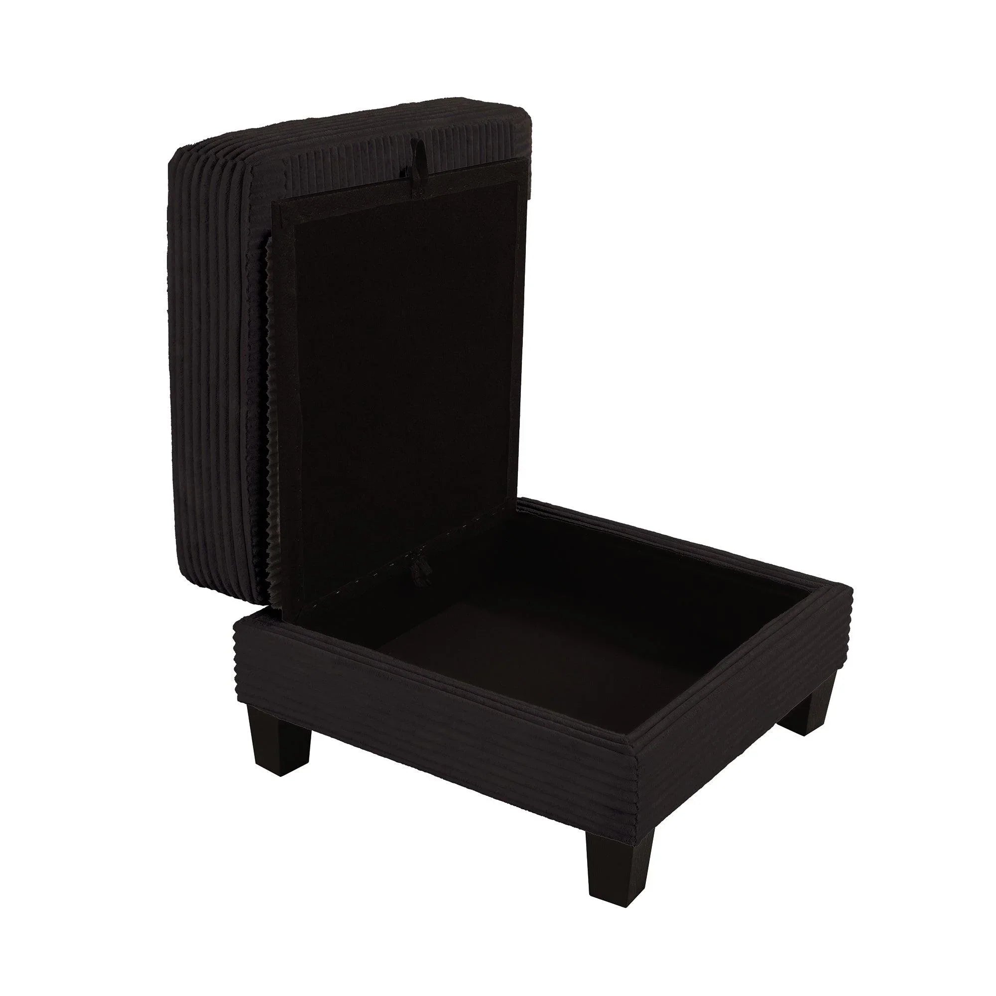 Black Sofa and Loveseat Set with Storage Ottoman and USB Charging