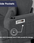 3-Piece Sofa Set with USB Ports Storage Ottoman and Pillows