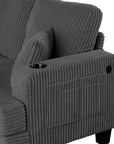 3-Piece Sofa Set with USB Ports Storage Ottoman and Pillows