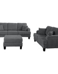 3-Piece Sofa Set with USB Ports Storage Ottoman and Pillows