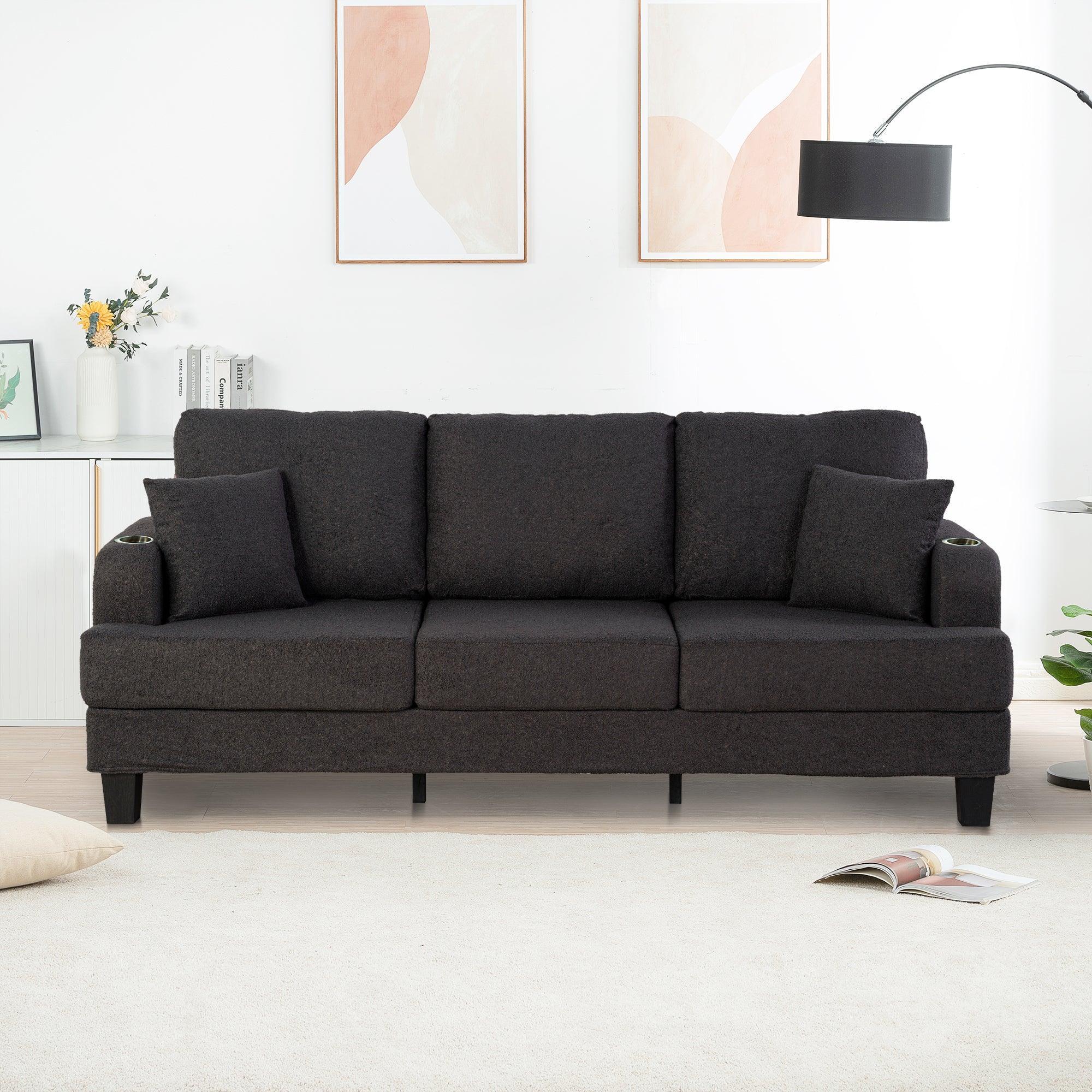 3-Piece Contemporary Sofa Set with USB Charging &amp; Storage Ottoman