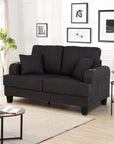 3-Piece Contemporary Sofa Set with USB Charging & Storage Ottoman