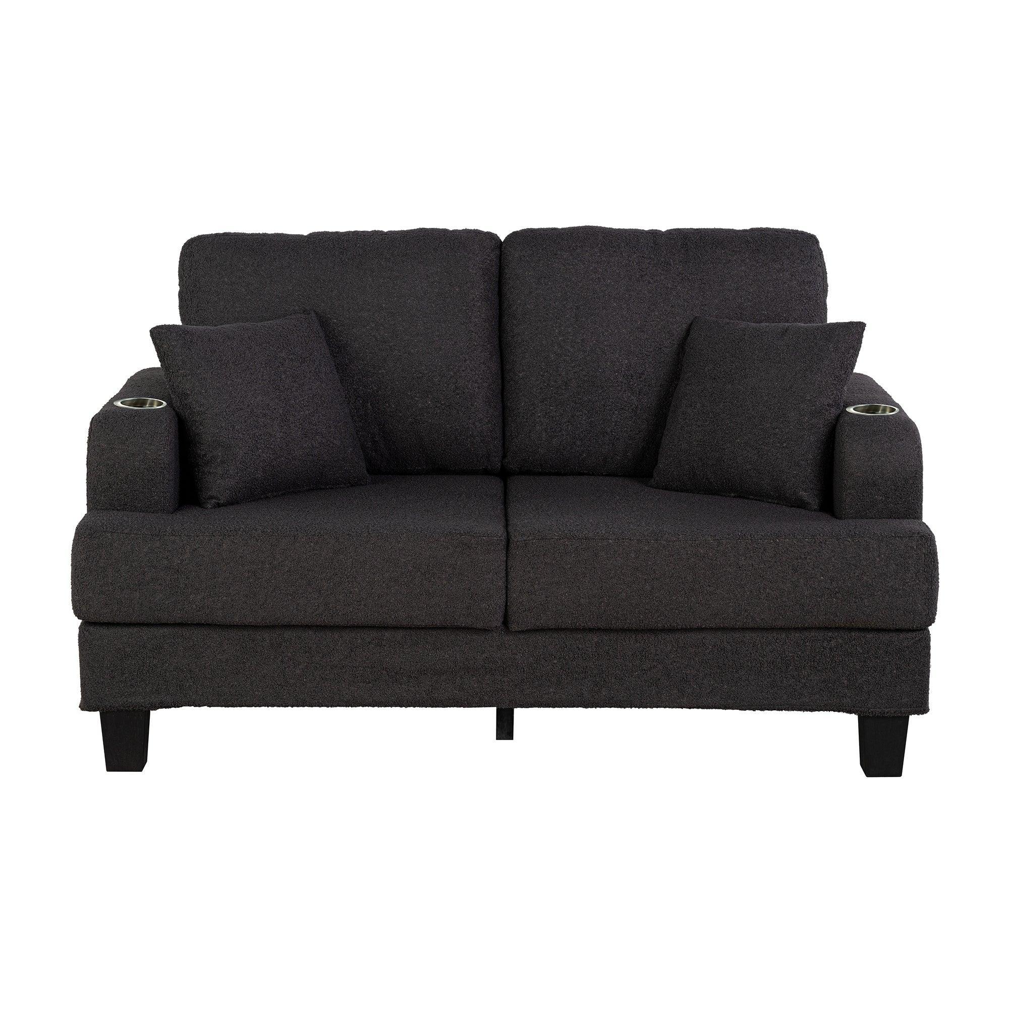 3-Piece Contemporary Sofa Set with USB Charging &amp; Storage Ottoman