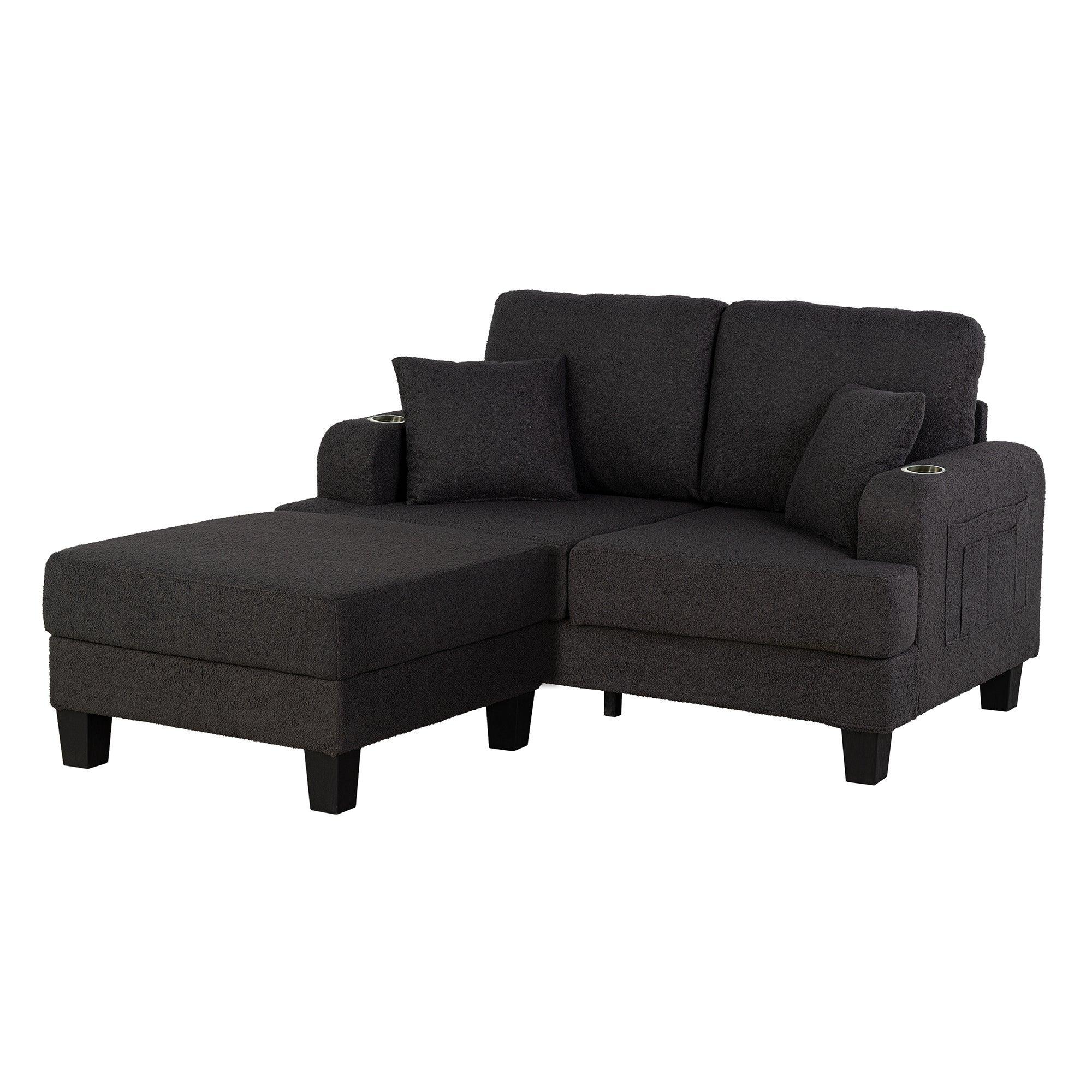 3-Piece Contemporary Sofa Set with USB Charging &amp; Storage Ottoman