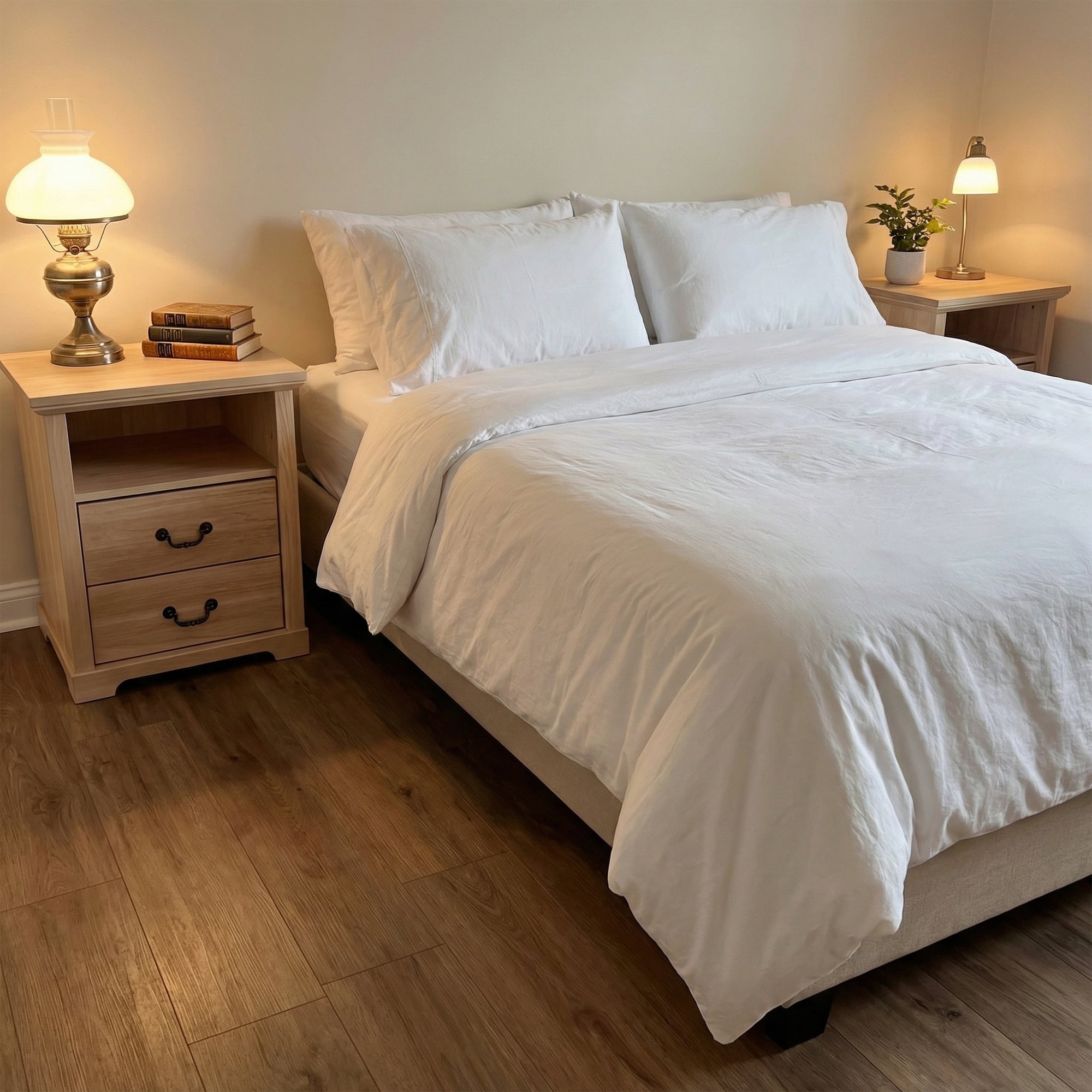 Rustic 22" Nightstand with 2 Drawers and Open Storage Shelf